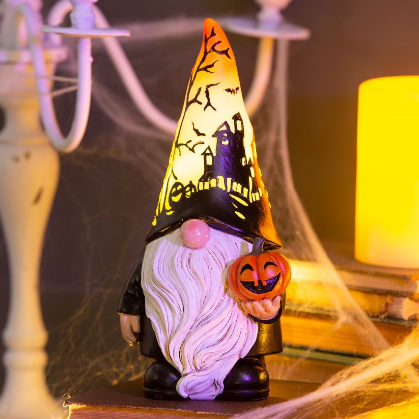 Plow & Hearth articles ménagers Gnome d'Halloween avec chapeau éclairé et citrouille 0BNZ2415
