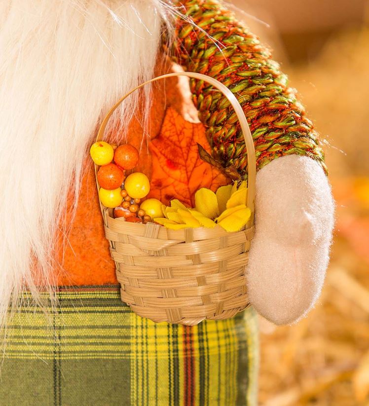 Plow & Hearth articles ménagers Gnome de récolte en peluche avec décor de table en panier 0BNZ2455