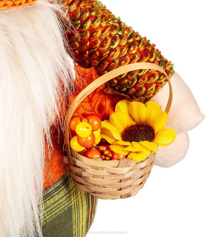 Plow & Hearth articles ménagers Gnome de récolte en peluche avec décor de table en panier 0BNZ2455