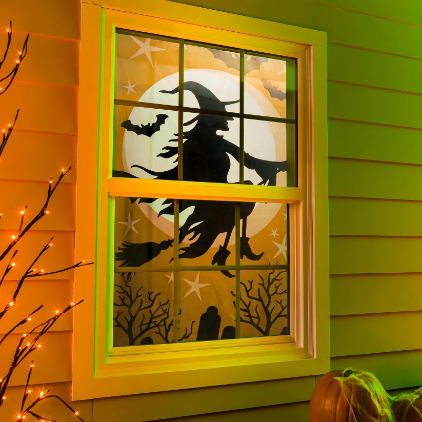 Plow & Hearth articles ménagers Scène d'ombre de fenêtre d'Halloween - Jack o' Lantern 0BNZ2412