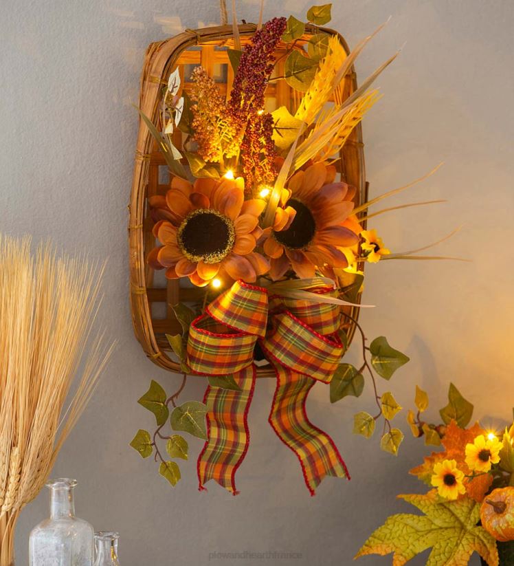 Plow & Hearth articles ménagers Tenture murale de panier de tabac de récolte lumineuse 0BNZ2418