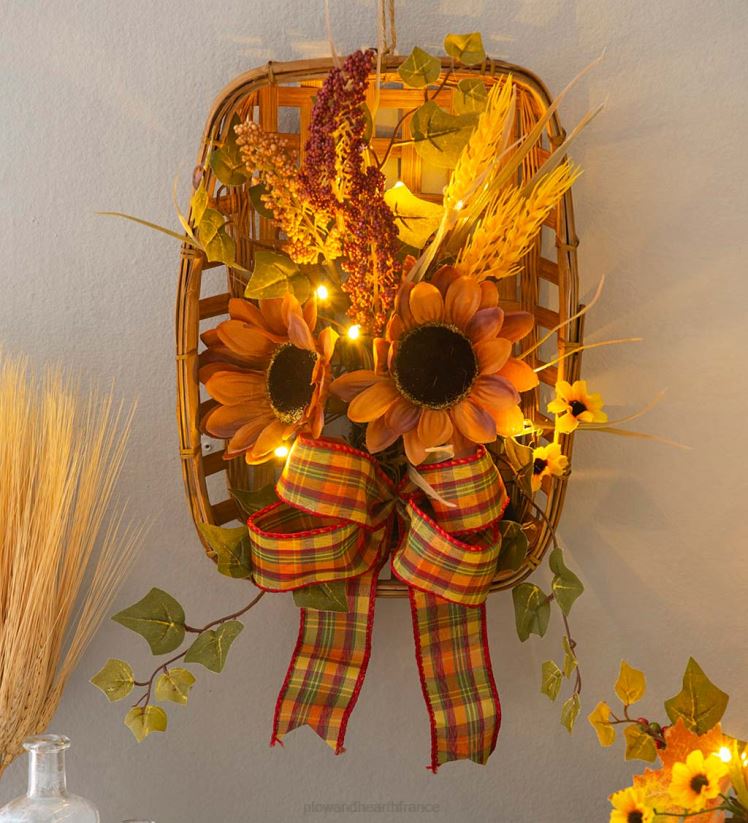 Plow & Hearth articles ménagers Tenture murale de panier de tabac de récolte lumineuse 0BNZ2418