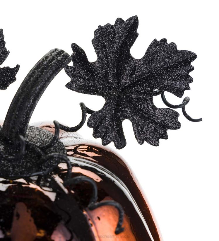 Plow & Hearth articles ménagers accent d'Halloween citrouille éclairée en verre au mercure - toile d'araignée bleue 0BNZ2411