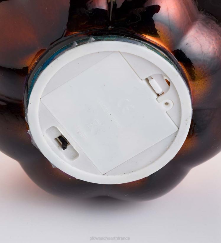 Plow & Hearth articles ménagers accent d'Halloween citrouille éclairée en verre au mercure - toile d'araignée bleue 0BNZ2411