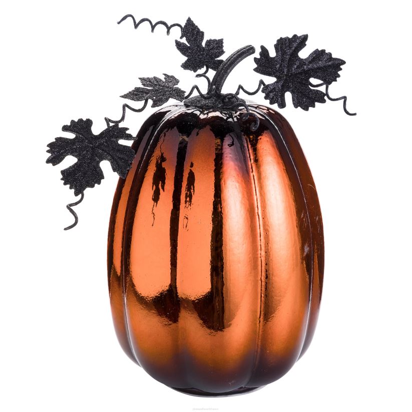 Plow & Hearth articles ménagers accent d'Halloween citrouille éclairée en verre au mercure - toile d'araignée bleue 0BNZ2411