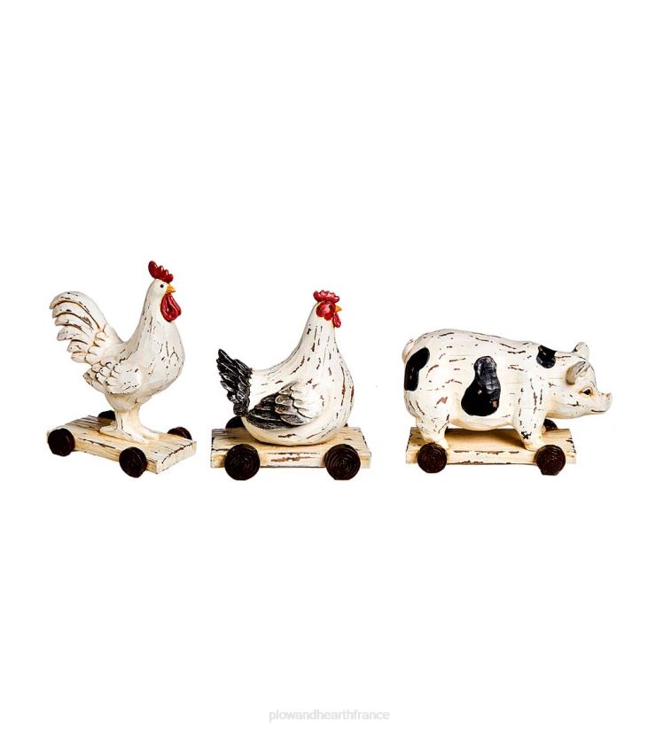 Plow & Hearth articles ménagers décor de table animaux de la ferme, lot de 3 0BNZ2364