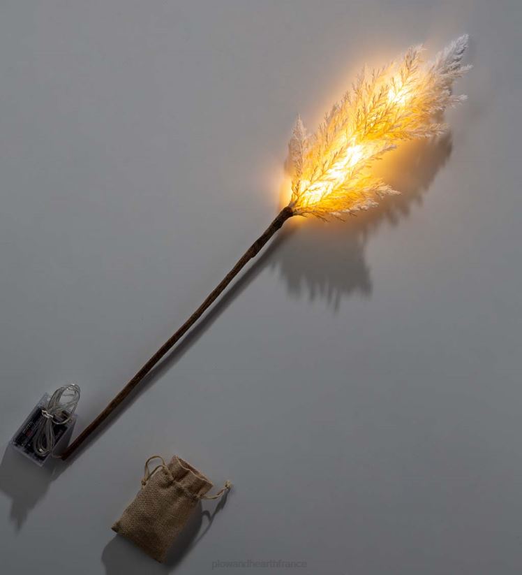 Plow & Hearth articles ménagers fausses branches d'herbe de pampa éclairées, ensemble de 2 - caramel 0BNZ2335