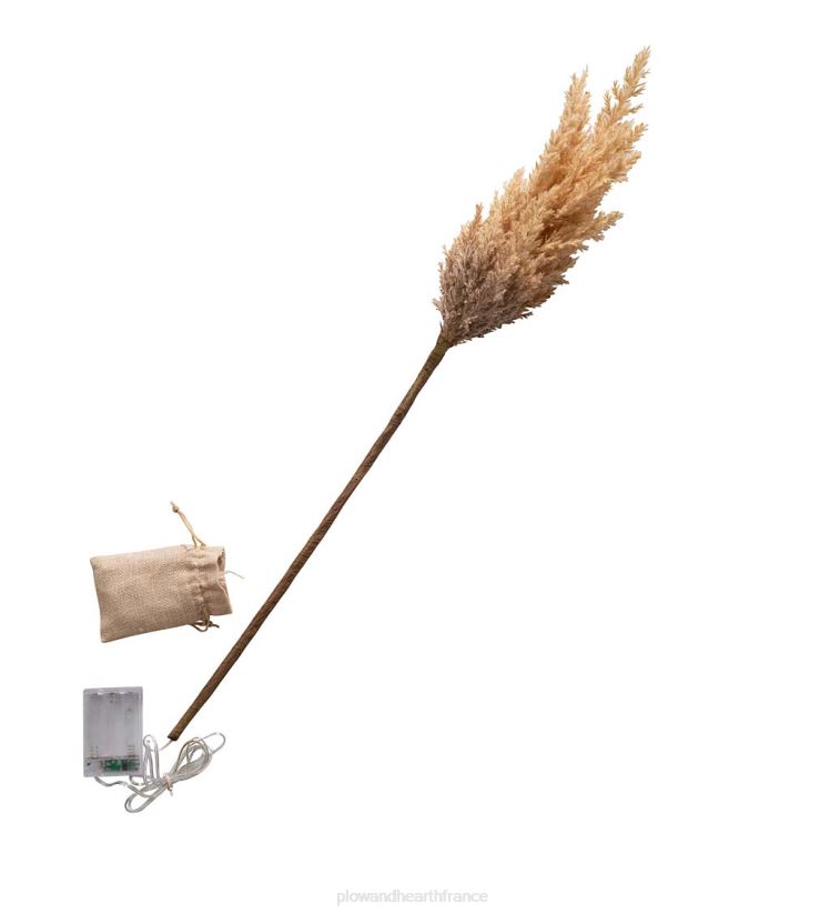Plow & Hearth articles ménagers fausses branches d'herbe de pampa éclairées, ensemble de 2 - caramel 0BNZ2335