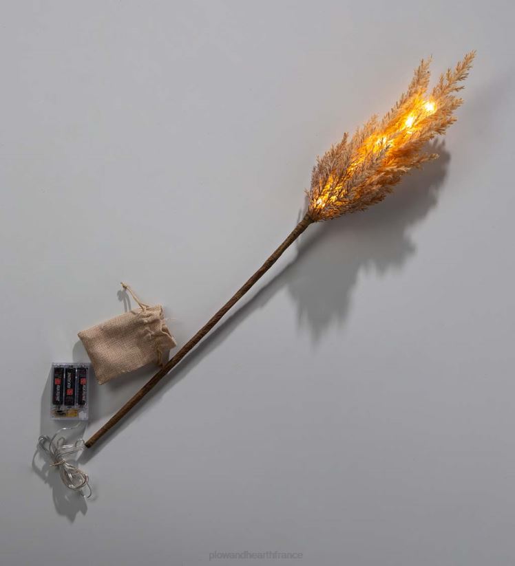 Plow & Hearth articles ménagers fausses branches d'herbe de pampa éclairées, ensemble de 2 - caramel 0BNZ2335