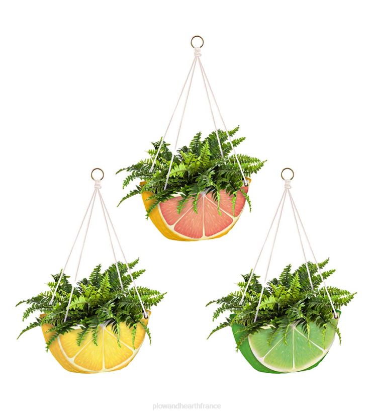 Plow & Hearth articles ménagers jardinières en tissu suspendues aux agrumes, lot de 3 0BNZ2439