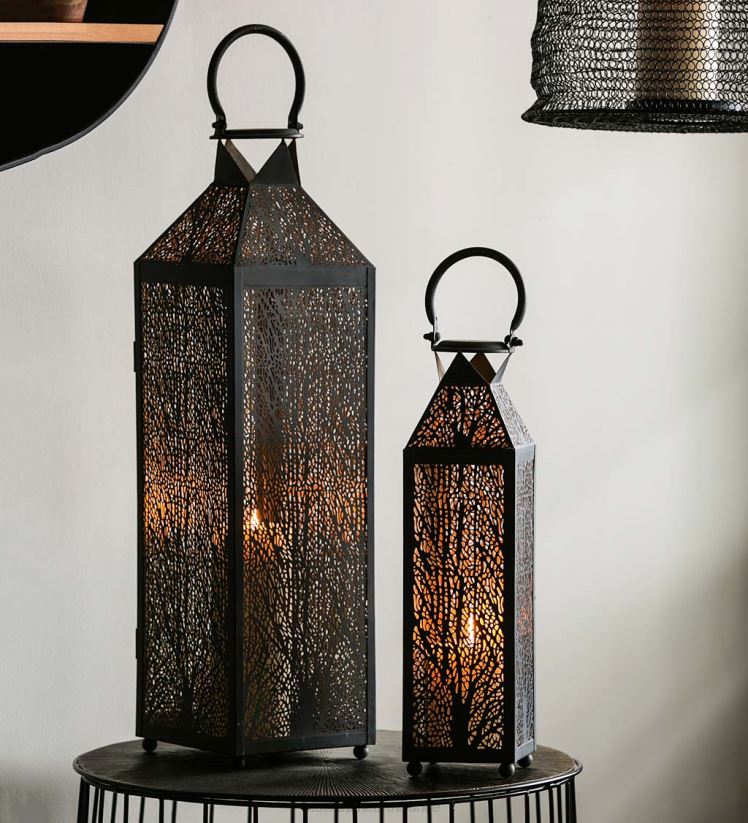 Plow & Hearth articles ménagers lanternes à bougies en métal gravé, lot de 2 0BNZ2345