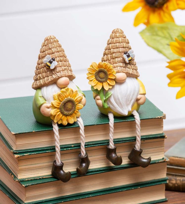 Plow & Hearth articles ménagers paire de gnomes aux pattes pendantes - tournesol 0BNZ2385