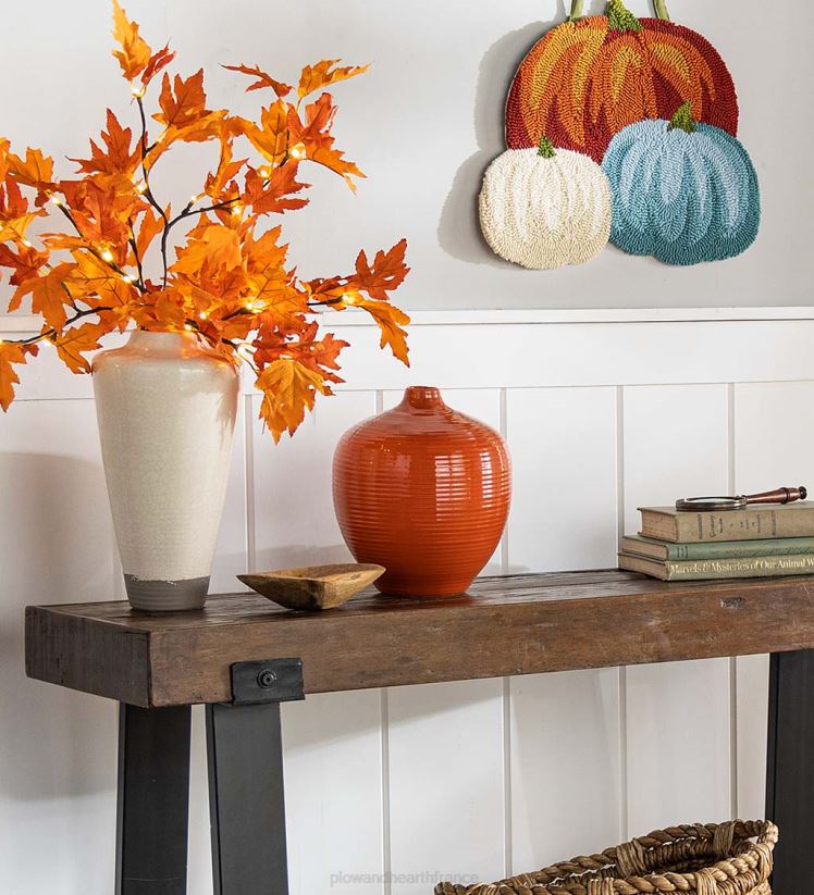 Plow & Hearth articles ménagers petit vase rond d’Alexandrie en argile fait à la main - bleu 0BNZ2448