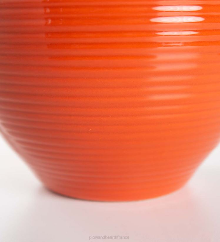 Plow & Hearth articles ménagers petit vase rond d’Alexandrie en argile fait à la main - bleu 0BNZ2448