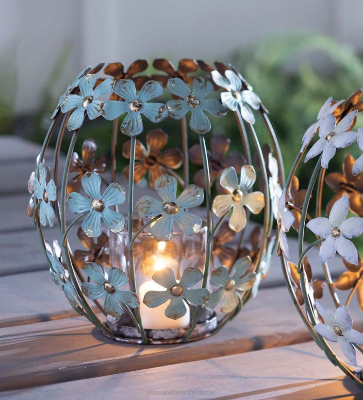 Plow & Hearth articles ménagers porte votive en métal fleur bleue 0BNZ2342