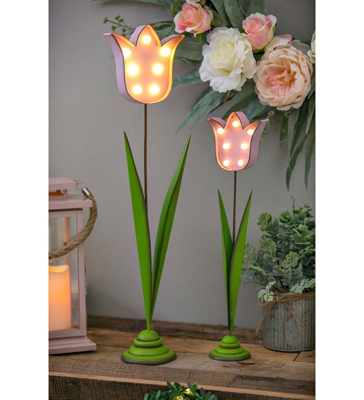 Plow & Hearth articles ménagers tulipes de table à LED, lot de 2 0BNZ2416