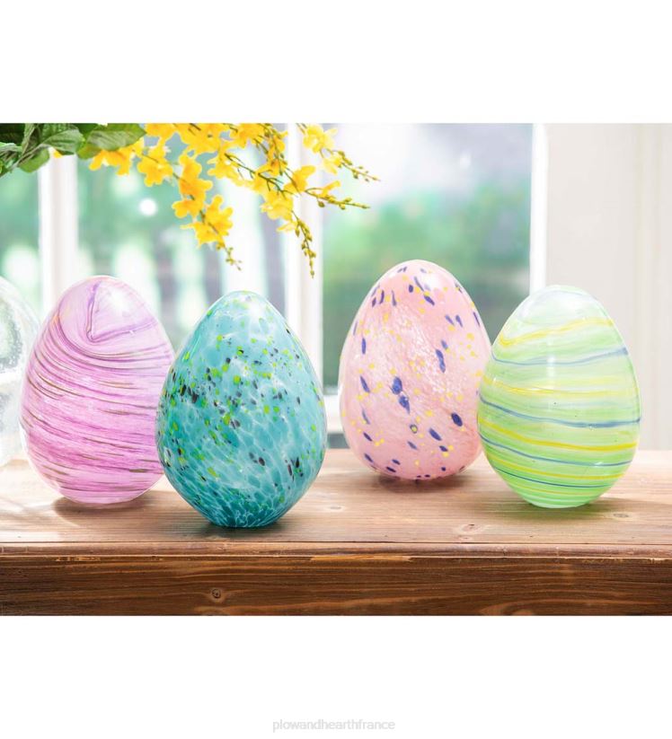 Plow & Hearth articles ménagers œufs de Pâques en verre coloré, lot de 4 0BNZ2402