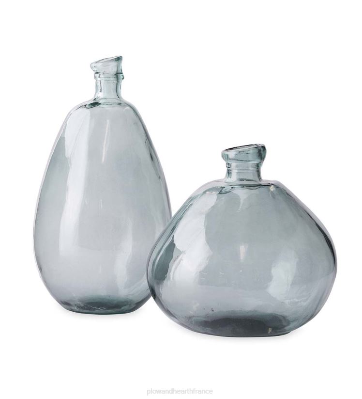 Plow & Hearth articles ménagers vase ballon en verre recyclé bleu fumé 0BNZ2393