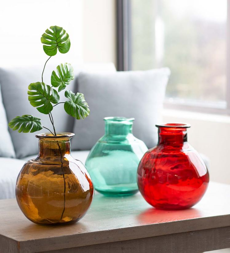 Plow & Hearth articles ménagers vase ballon ovale en verre recyclé - rose 0BNZ2465