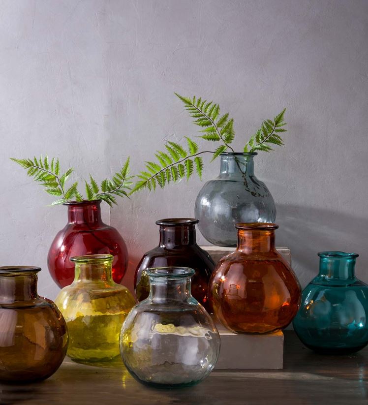 Plow & Hearth articles ménagers vase ballon ovale en verre recyclé - rose 0BNZ2465