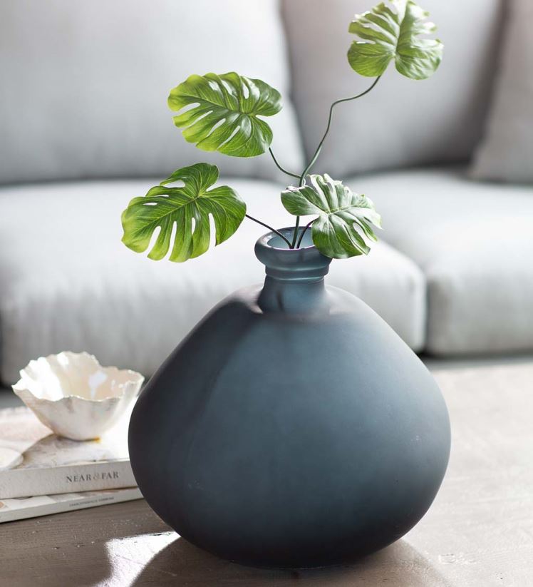 Plow & Hearth articles ménagers vase ballon rond en verre gris dépoli recyclé - gris 0BNZ2473