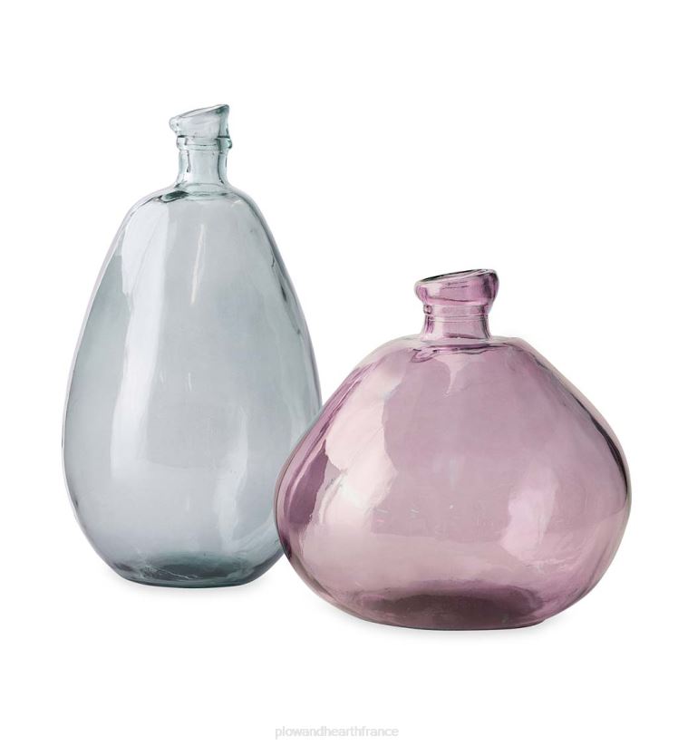 Plow & Hearth articles ménagers vases ballons en verre recyclé rose et gris, lot de 2 - rose/gris 0BNZ2481