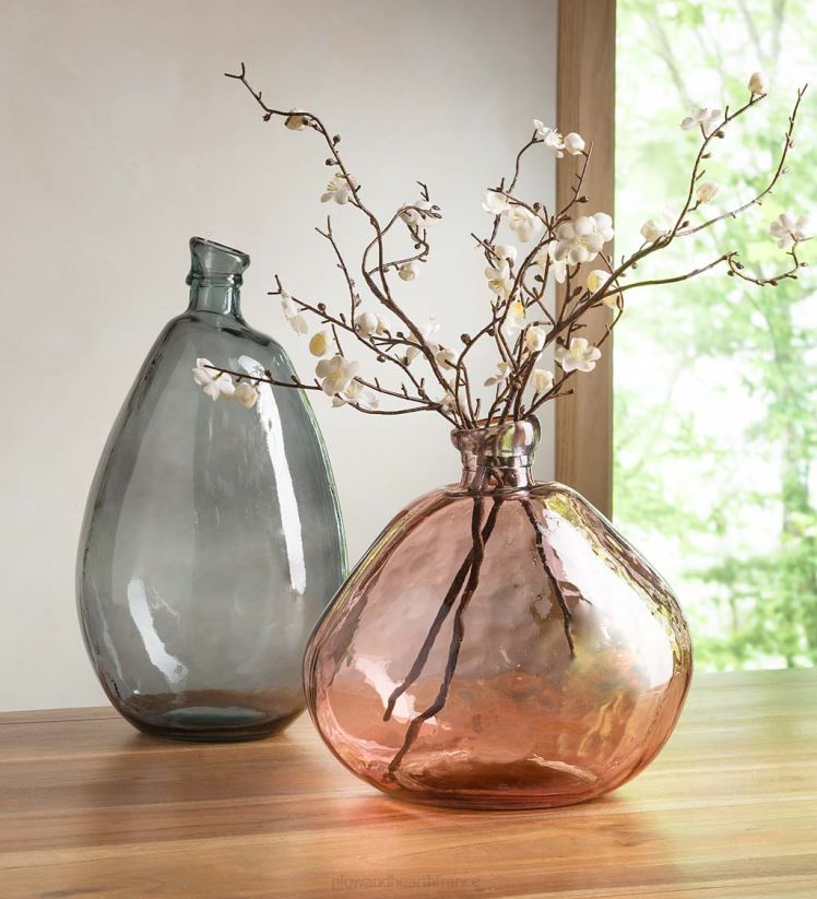 Plow & Hearth articles ménagers vases ballons en verre recyclé rose et gris, lot de 2 - rose/gris 0BNZ2481