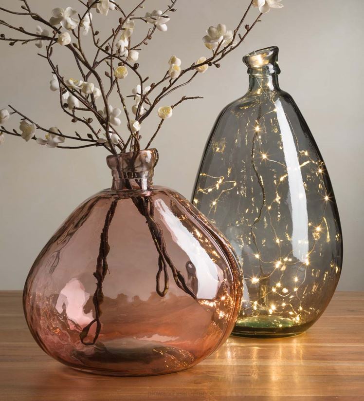 Plow & Hearth articles ménagers vases ballons en verre recyclé rose et gris, lot de 2 - rose/gris 0BNZ2481