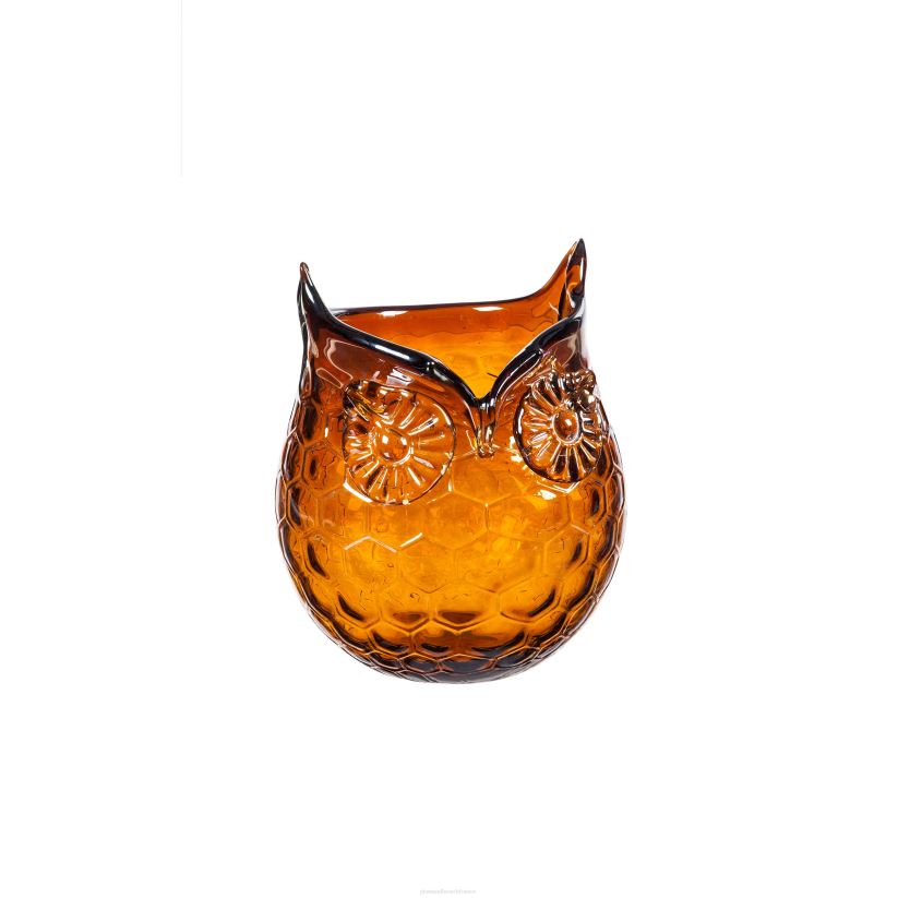 Plow & Hearth articles ménagers vases en verre hibou ambré, lot de 2 0BNZ2355