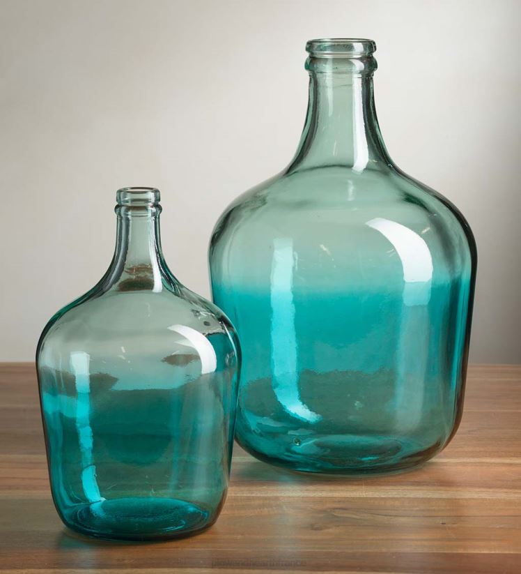 Plow & Hearth articles ménagers vases en verre recyclé bleu océan 0BNZ2430
