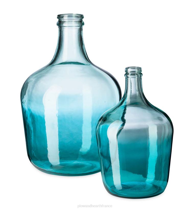 Plow & Hearth articles ménagers vases en verre recyclé bleu océan 0BNZ2430
