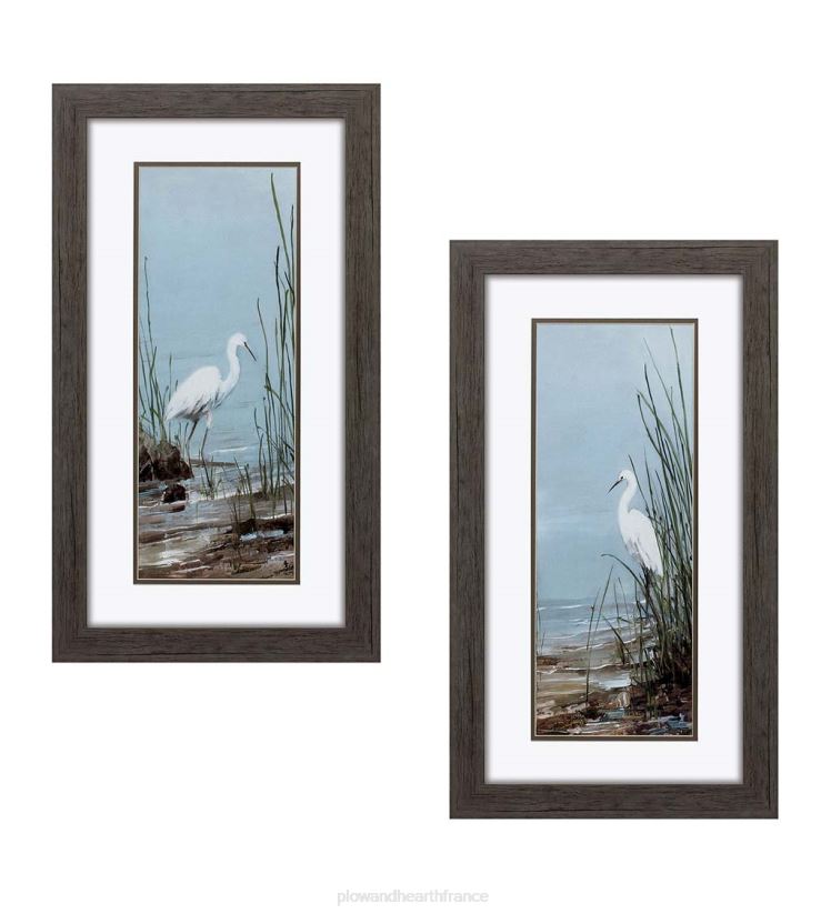 Plow & Hearth articles ménagers art mural aigrette encadré, ensemble de 2 0BNZ2522