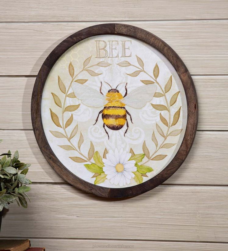 Plow & Hearth articles ménagers bourdon en bois de manguier art mural 0BNZ2454