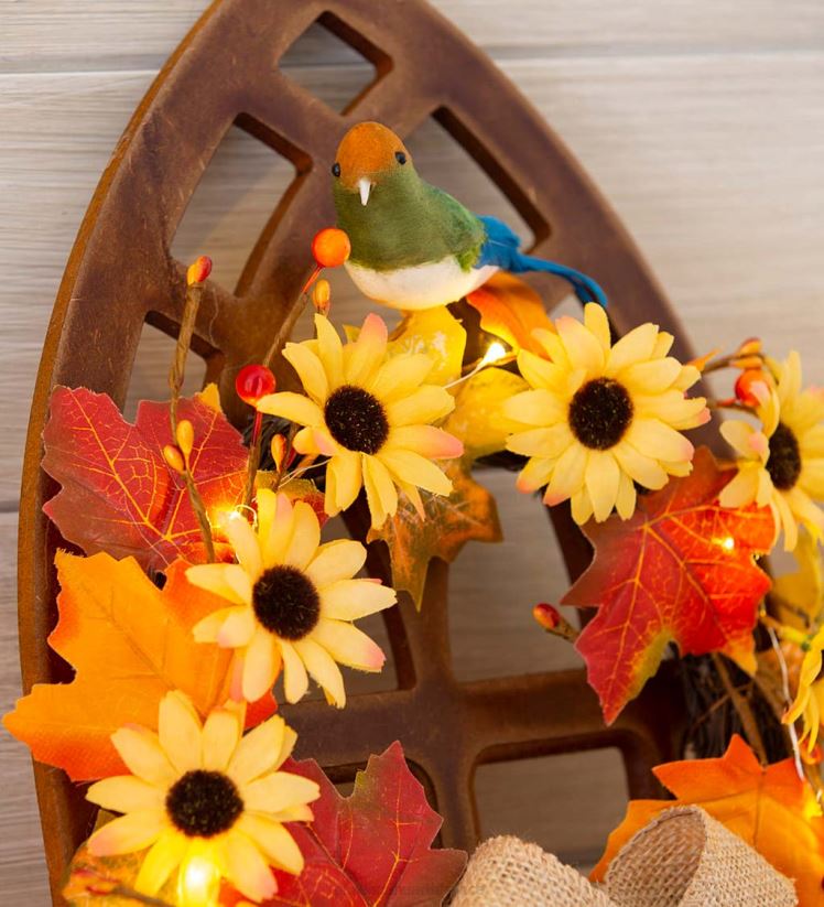 Plow & Hearth articles ménagers couronne lumineuse sur une fenêtre de la cathédrale art mural 0BNZ2427