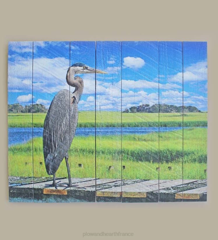 Plow & Hearth articles ménagers héron sur le bois du moulin à jetée posters 0BNZ2542