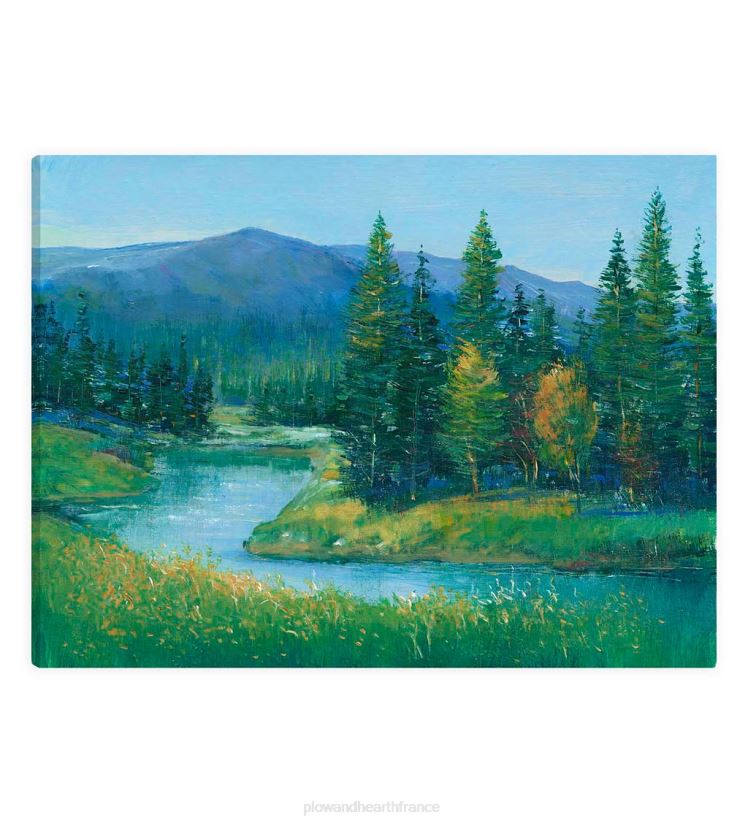 Plow & Hearth articles ménagers peinture d'art de mur de toile de ruisseau à truites ii 0BNZ2510