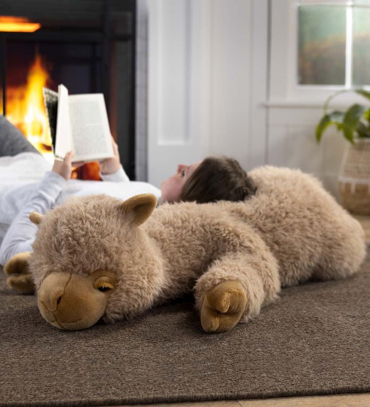 Plow & Hearth articles ménagers Allie alpaga peluche câlin animal oreiller de corps - beige 0BNZ2489