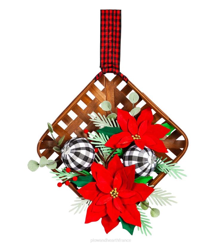 Plow & Hearth articles ménagers décor de porte panier à tabac poinsettia 0BNZ2274