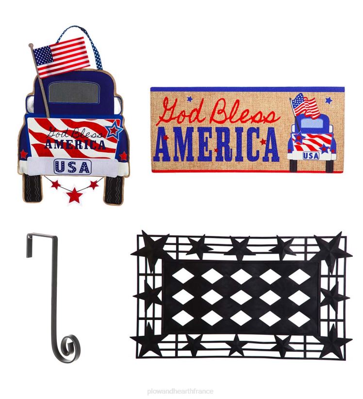 Plow & Hearth articles ménagers décor de porte patriotique et ensemble de tapis sassafras 0BNZ1967