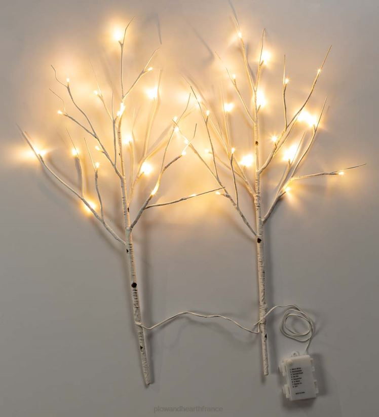 Plow & Hearth articles ménagers branches de brindilles de bouleau avec lumières à double fonction, lot de 2 0BNZ1702