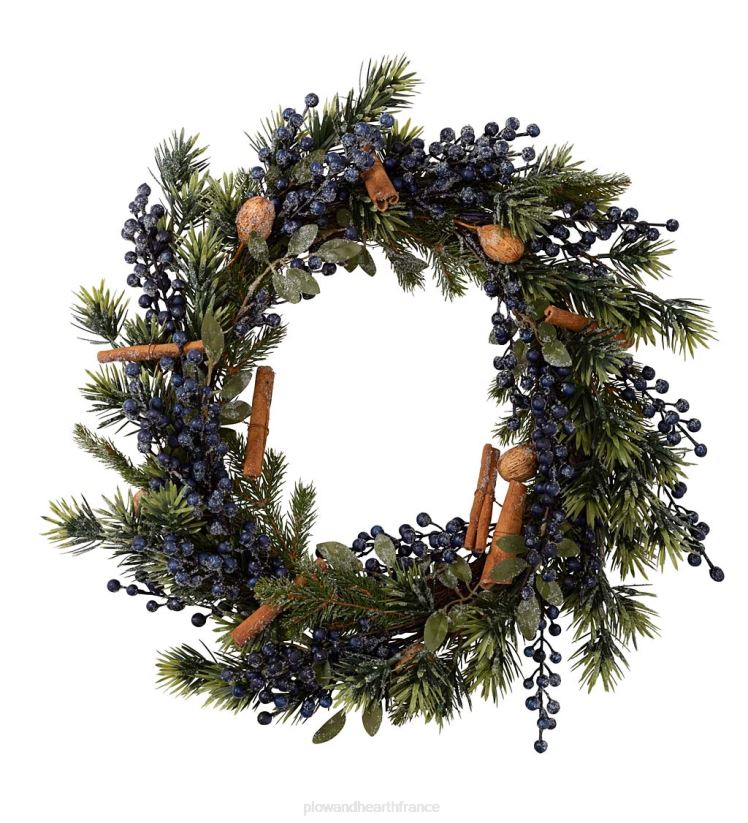 Plow & Hearth articles ménagers couronne de vacances aux bleuets givrés 0BNZ1714