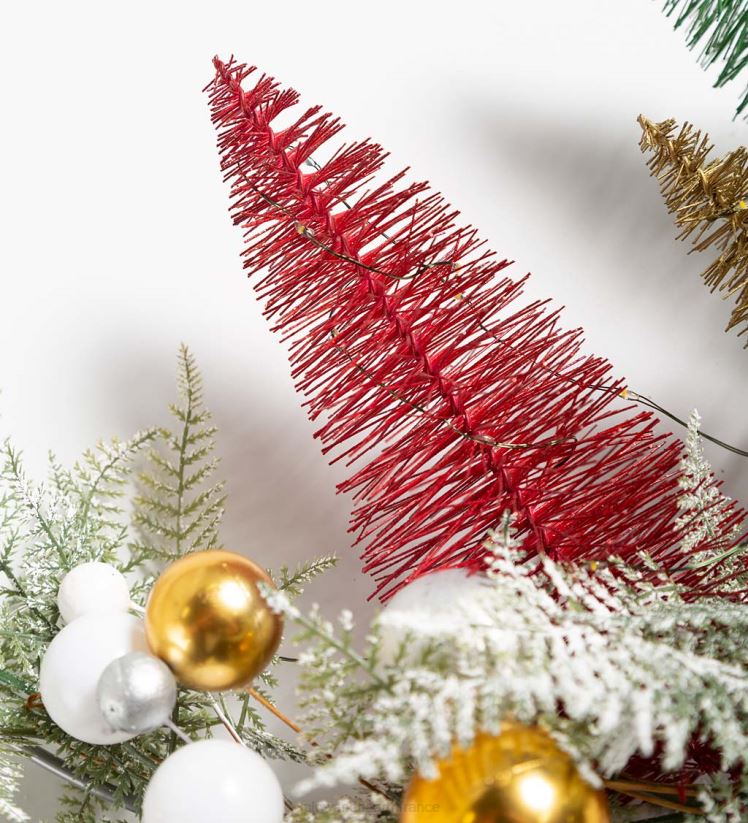 Plow & Hearth articles ménagers couronne de vacances éclairée avec des arbres à brosses à bouteilles 0BNZ1700