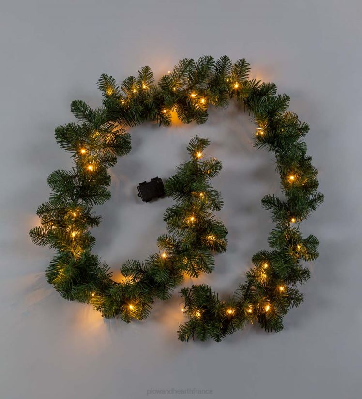 Plow & Hearth articles ménagers ensemble de décoration éclairé en pin Montfair pour porche des Fêtes dans une boîte 0BNZ1711