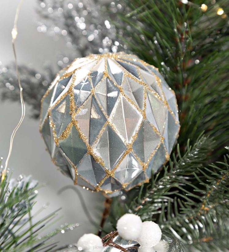 Plow & Hearth articles ménagers guirlande de vacances à feuilles persistantes argentée éclairée 0BNZ1707