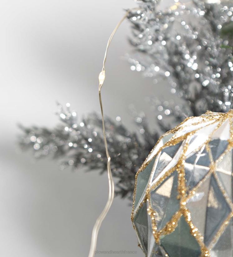 Plow & Hearth articles ménagers guirlande de vacances à feuilles persistantes argentée éclairée 0BNZ1707