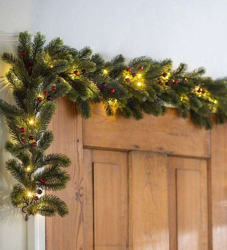 Plow & Hearth articles ménagers guirlande de vacances lumineuse gaulthérie 0BNZ1705