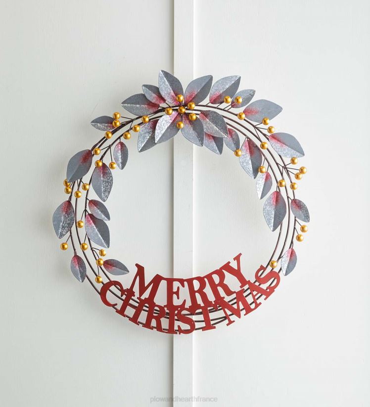 Plow & Hearth articles ménagers joyeux noël couronne en métal 0BNZ1703