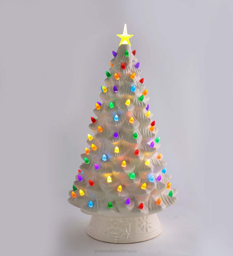 Plow & Hearth articles ménagers Sapin de Noël en céramique éclairé à piles pour intérieur/extérieur 0BNZ1688