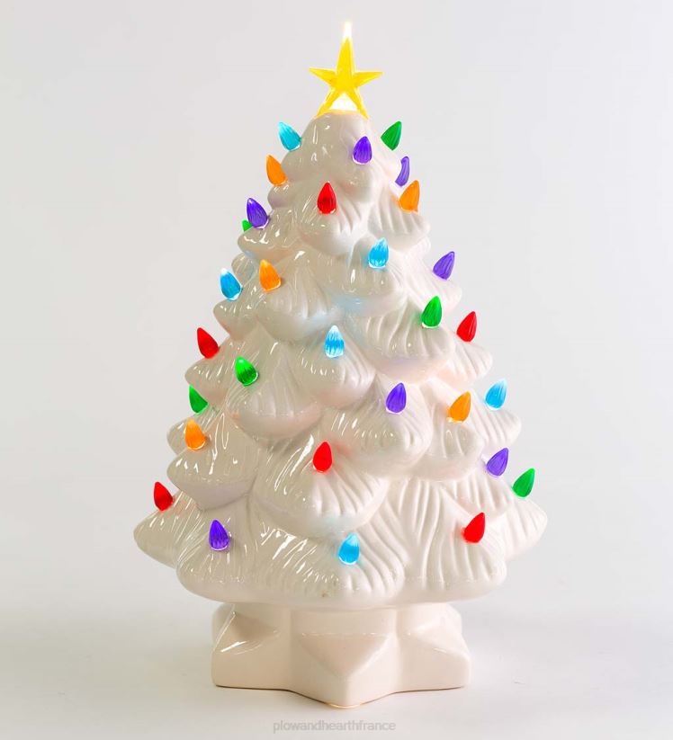 Plow & Hearth articles ménagers Sapin de Noël en céramique éclairé à piles pour intérieur/extérieur 0BNZ1688