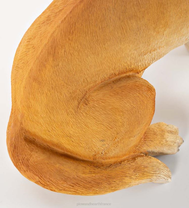 Plow & Hearth articles ménagers statue du labrador jaune avec couronne de vacances éclairée amovible 0BNZ1693